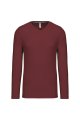 Heren T-shirt lange mouw V Hals Kariban K358 WINE